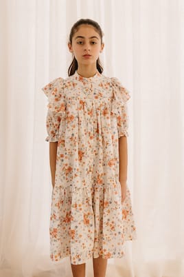 Ruffled floral cotton dress | Petite Amalie  