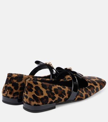 Gianni Ribbon小牛毛玛丽珍平底鞋 | Versace