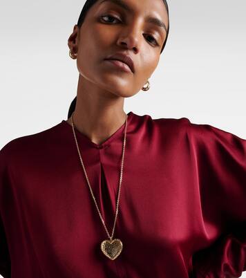 Halskette Puffy Icon Wallpaper Heart aus 14kt Gelbgold mit Diamanten | Sydney Evan