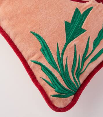 Crab embroidered velvet cushion | Les-Ottomans
