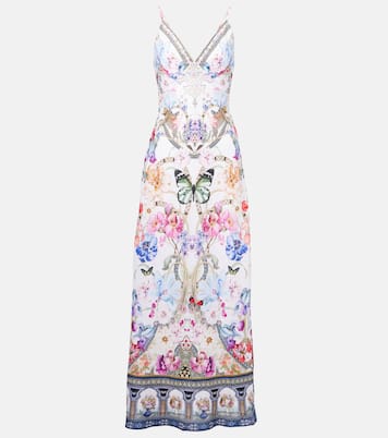Crystal-embellished linen slip dress | Camilla