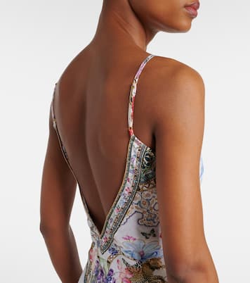 Crystal-embellished linen slip dress | Camilla