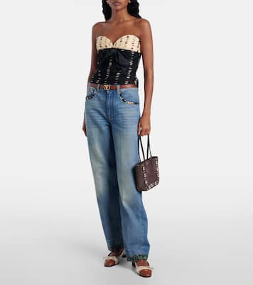 Cabas Nellcôte Small en daim à ornements | Valentino Garavani