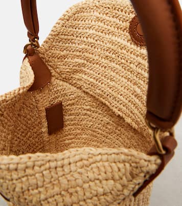Gaby leather-trimmed raffia bucket bag | Saint Laurent