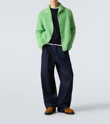 Cardigan in bouclé di cashmere a coste | God's True Cashmere