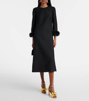 Midikleid aus Crepe Couture mit Federn | Valentino