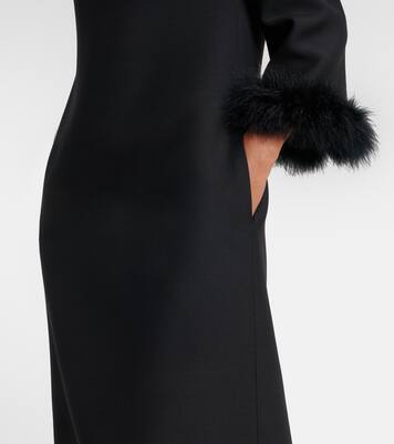 Midikleid aus Crepe Couture mit Federn | Valentino