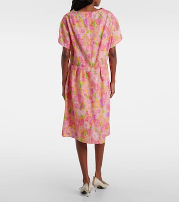 Floral silk-blend cloqué midi dress | Prada