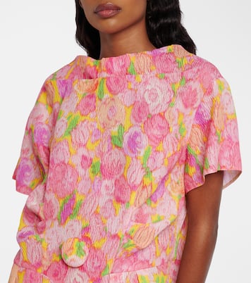 Floral silk-blend cloqué midi dress | Prada