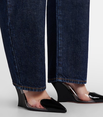 Le Cœur 90 PU and leather wedge mules | Alaïa