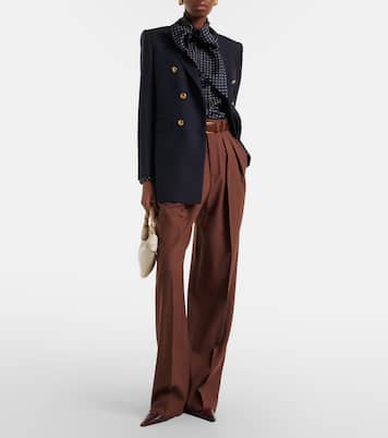 Printed tie-neck silk crêpe de chine blouse | Saint Laurent