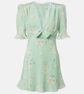 Lace-trimmed floral silk minidress | Alessandra Rich