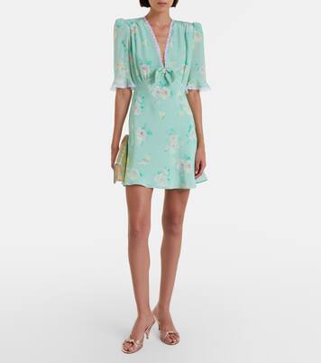 Lace-trimmed floral silk minidress | Alessandra Rich