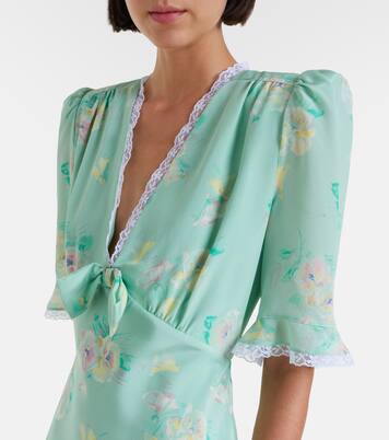 Lace-trimmed floral silk minidress | Alessandra Rich