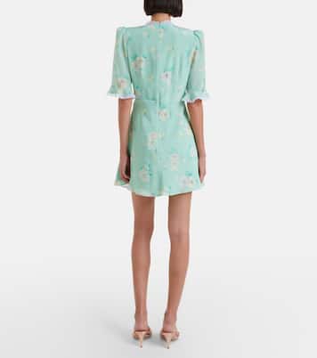 Lace-trimmed floral silk minidress | Alessandra Rich