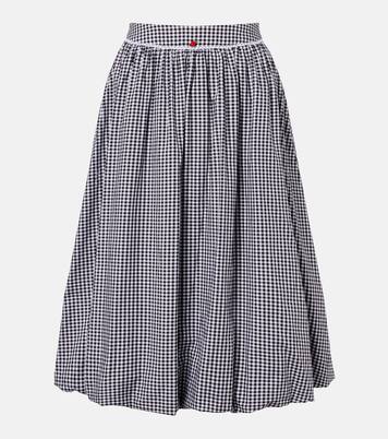 Alba gingham cotton poplin midi skirt | Bananhot