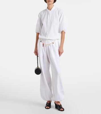 Embellished cotton tapered pants | Stella McCartney