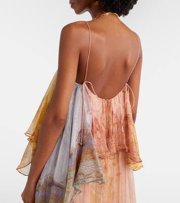 Vestido largo Como en mezcla de seda estampado | Zimmermann