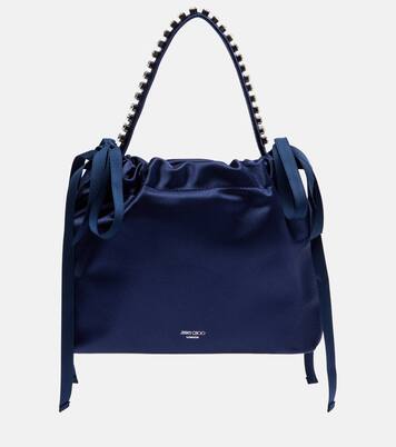 Drawstring Mini embellished satin top-handle bag | Jimmy Choo