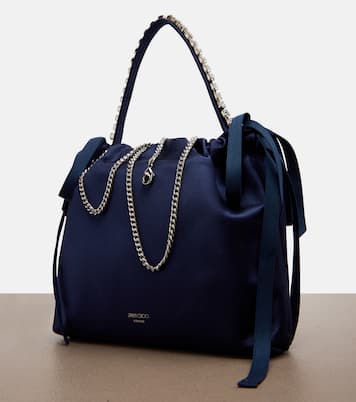 Drawstring Mini embellished satin top-handle bag | Jimmy Choo