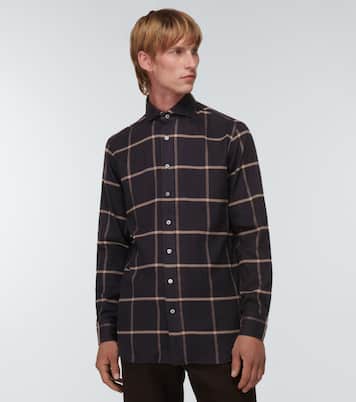 Checked cotton-blend twill shirt | Lardini