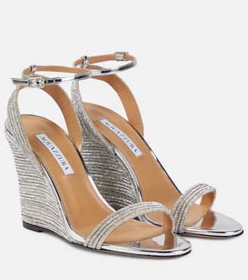 Verzierte Wedge-Sandalen Wow Crystal 95 | Aquazzura