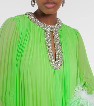 Robe aus Chiffon mit Federn | Self-Portrait