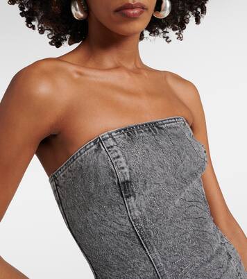 Rhinestone-embellished denim minidress | Rotate