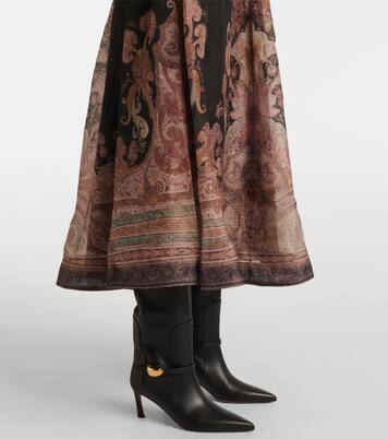 Robe midi Illustration en lin et soie | Zimmermann