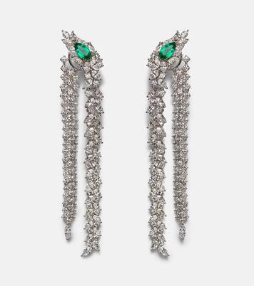 Ohrringe Reign Supreme aus 18kt Weißgold (750/1000) mit Diamanten und Smaragden | Yeprem