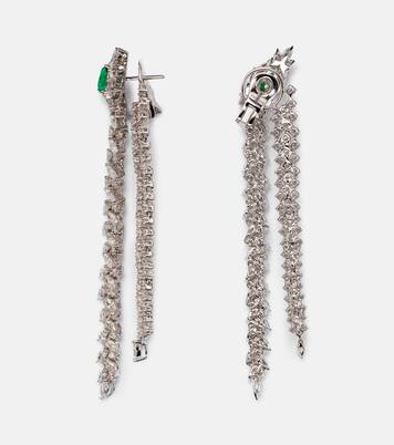 Ohrringe Reign Supreme aus 18kt Weißgold (750/1000) mit Diamanten und Smaragden | Yeprem