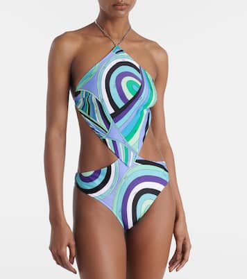 Iride printed halterneck swimsuit | Pucci