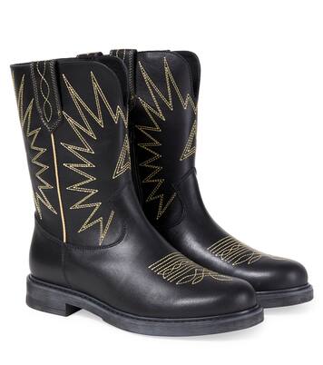 Wish Star embroidered leather boots | Golden Goose Kids