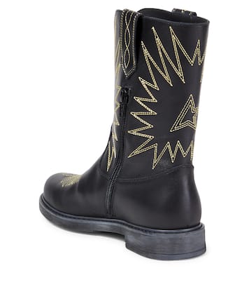 Wish Star embroidered leather boots | Golden Goose Kids
