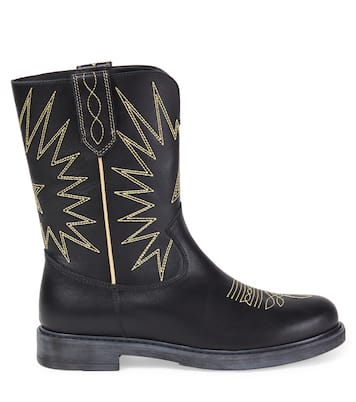 Wish Star embroidered leather boots | Golden Goose Kids