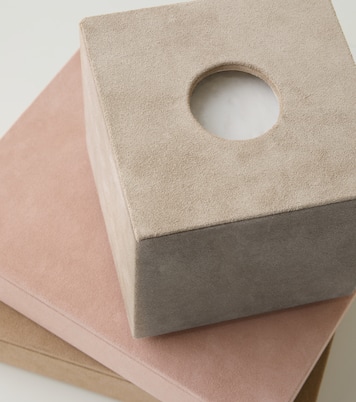 Niez Cube suede and wooden tissue box | Michaël Verheyden