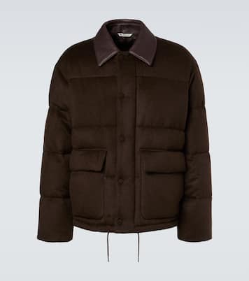 Leather-trimmed camel hair down jacket | Auralee