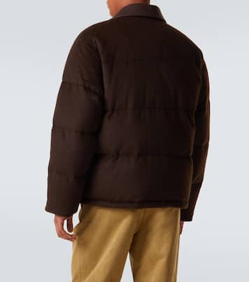 Leather-trimmed camel hair down jacket | Auralee