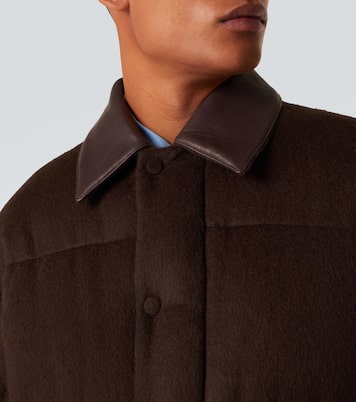 Leather-trimmed camel hair down jacket | Auralee