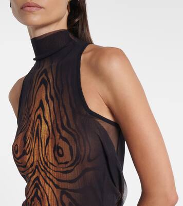 Wood printed mesh maxi dress | Jean Paul Gaultier
