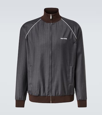 Logo pinstripe virgin wool track jacket | Miu Miu