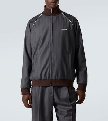 Logo pinstripe virgin wool track jacket | Miu Miu