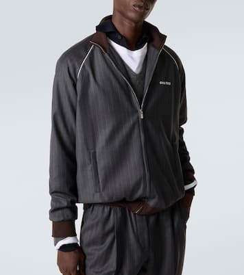 Logo pinstripe virgin wool track jacket | Miu Miu
