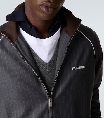 Logo pinstripe virgin wool track jacket | Miu Miu
