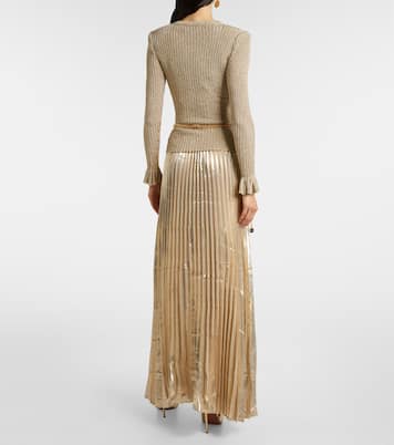 Verziertes Maxikleid aus Rippstrick und Lamé | Self-Portrait
