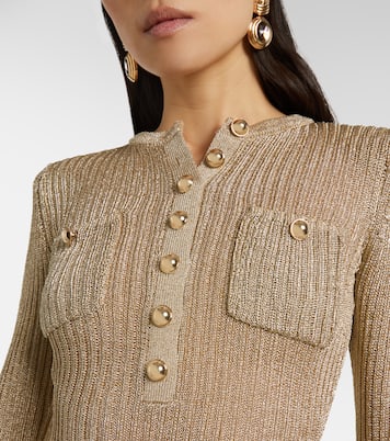 Verziertes Maxikleid aus Rippstrick und Lamé | Self-Portrait