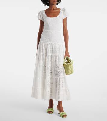 Vestido midi Remi de algodón con bordado inglés | Rixo