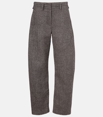 Low-rise herringbone wool-blend barrel-leg pants | Magda Butrym
