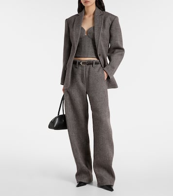 Low-rise herringbone wool-blend barrel-leg pants | Magda Butrym