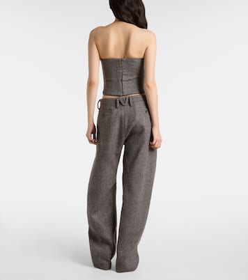 Low-rise herringbone wool-blend barrel-leg pants | Magda Butrym
